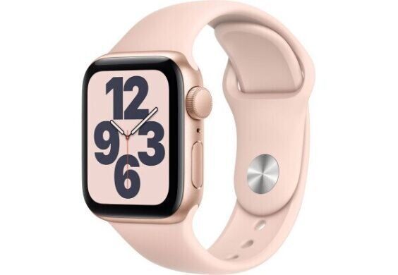 Apple Watch SE GPS 40mm Gold Aluminum Case w. Pink Sand Sport B. (MYDN2)