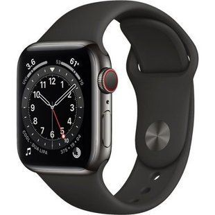 Apple Watch Series 6 GPS + Cellular 40mm Graphite Stainless Steel Case w. Black Sport B. (M02Y3) (US)