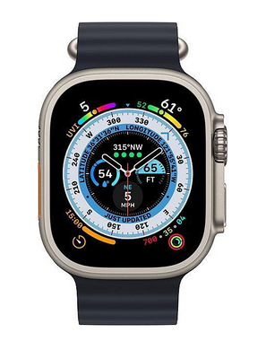 Apple Watch Ultra GPS + Cellular 49mm Titanium Case with Midnight Ocean Band (MQET3/MQFK3)