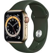 Apple Watch Series 6 GPS + Cellular 40mm Gold Stainless Steel Case w. Cyprus Green Sport B. (M02W3) (US)
