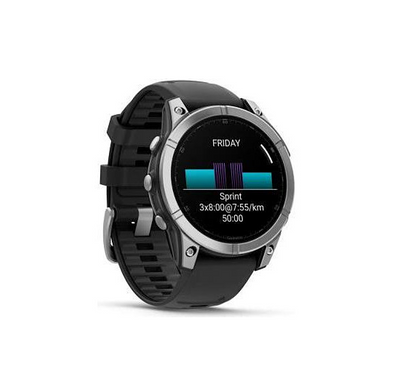 Garmin Fenix E 47mm AMOLED Stainless Steel with Black Silicone Band (010-03025-02/00)