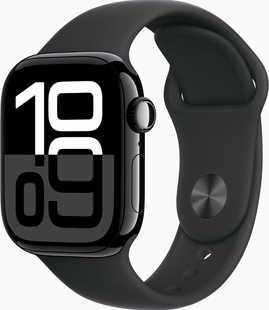 Apple Watch Series 10 GPS 42mm Jet Black Alu. Case w. Black Sport Band - S/M (MWWE3)
