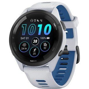 Garmin Forerunner 265 Black Bezel w. Whitestone Case and Whitestone/Tidal Blue S. Band (010-02810-01/11/51)