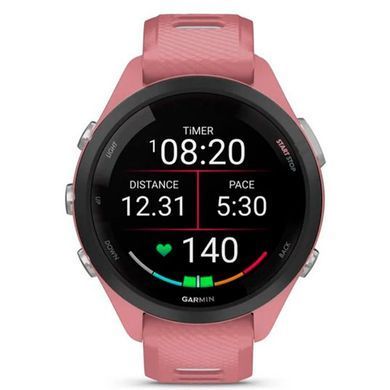Garmin Forerunner 265S Black Bezel w. Light Pink Case and Light Pink/Whitestone S. Band (010-02810-05/15/55
