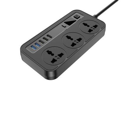 Aspor A503 Мережевий фільтр-подовжувач Auto Max (5USB/3.4A/2м)- чорний