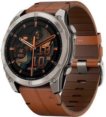 Garmin fenix 8 51mm AMOLED Sapphire Titanium with Chestnut Leather Band (010-02905-40)